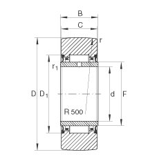 支撐型滾輪 NA2206-2RSR, 無(wú)軸向引導(dǎo)，兩側(cè)唇密封