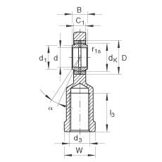 桿端軸承 GIR12-DO, 根據(jù) DIN ISO 12 240-4 標準，帶右旋內螺紋，需維護