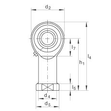 桿端軸承 GIKR6-PB, 根據 DIN ISO 12 240-4 標準，帶右旋內螺紋，需維護
