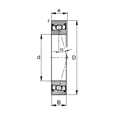 主軸軸承 HSS7001-C-T-P4S, 調節，成對安裝，接觸角 α = 15°，兩側唇密封，非接觸，加嚴公差