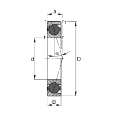主軸軸承 HCB7208-C-T-P4S, 調(diào)節(jié)，成對或單元安裝，接觸角 α = 15°，陶瓷球，限制公差