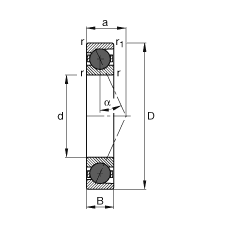 主軸軸承 HCB7230-E-T-P4S, 調節，成對或單元安裝，接觸角 α = 25°，陶瓷球，限制公差