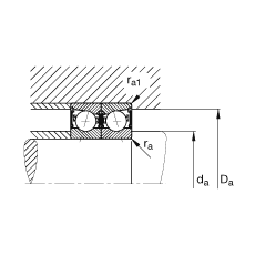 主軸軸承 B7000-C-2RSD-T-P4S, 調(diào)節(jié)，成對安裝，接觸角 α = 15°，兩側(cè)唇密封，非接觸，加嚴公差